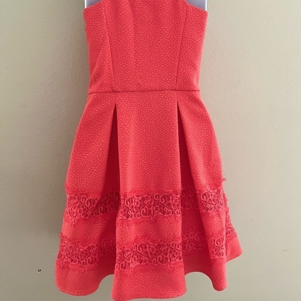 Express Coral Lace Mini Dress Women's Size 0 NWOT Sleeveless Pockets - Picture 9 of 12